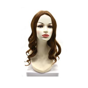 Parrucca in capelli sintetici mix di colori castani, lunghezza 45 cm
