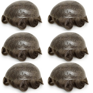 Set Risparmio 6x Protesi capelli uomo Skin Annodato Medio (capelli europei)