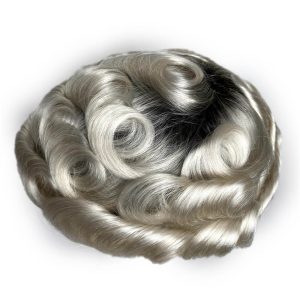 Protesi capelli uomo colore all'ultima moda - radice scura naturale, effetto ricrescita vera