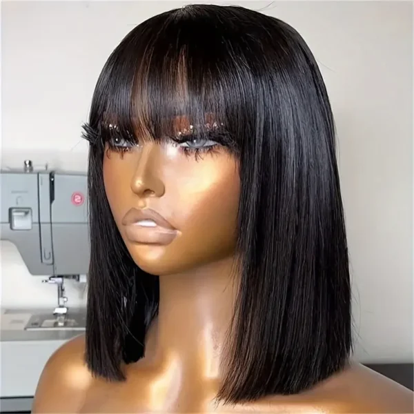 WIG ME UP -90793-ZA103 Parrucca Donna Halloween Carnevale Corta Bob Lungo Nero Punte ricurve Frangetta